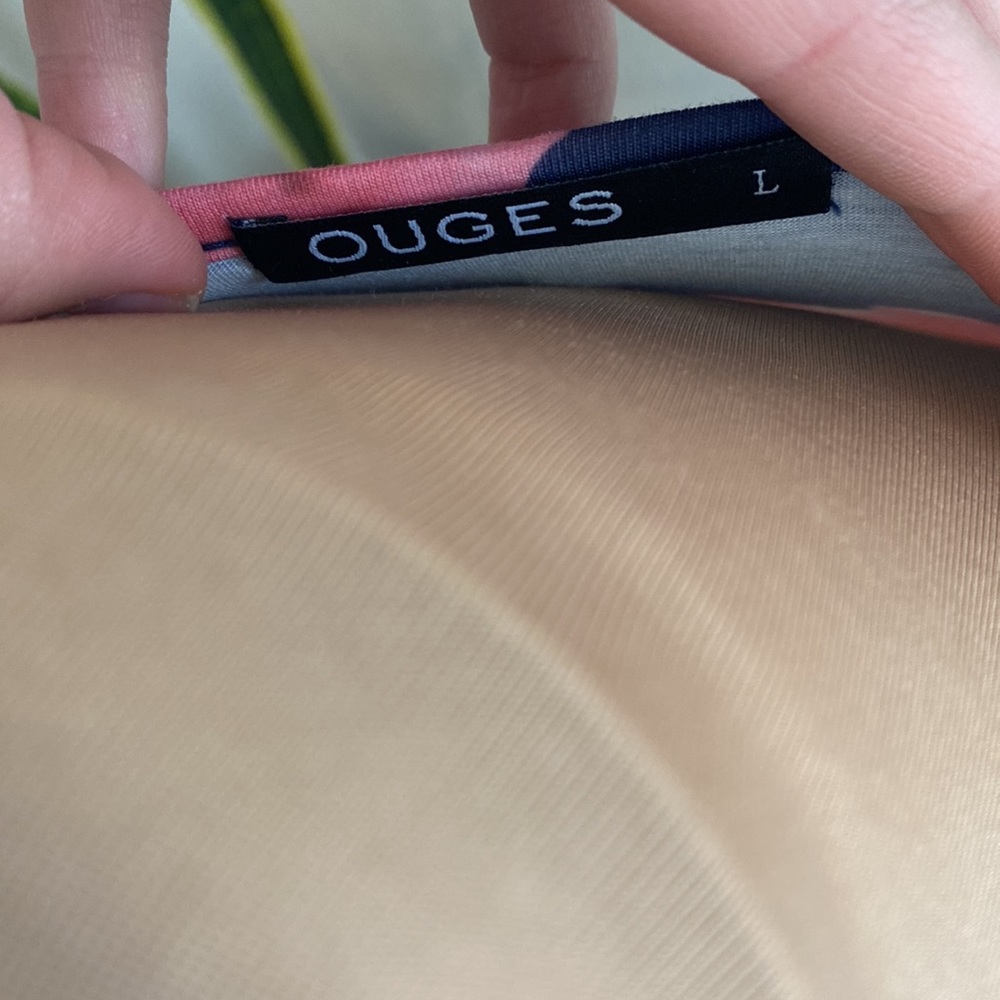 Ouges Navy Floral Dress Size Large - image 4